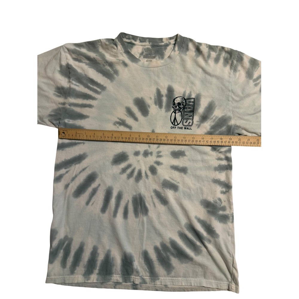Vans Mens Tie Dye Skull Peace Sign Graphic T-Shirt Grey White Large - Picture 2 of 6